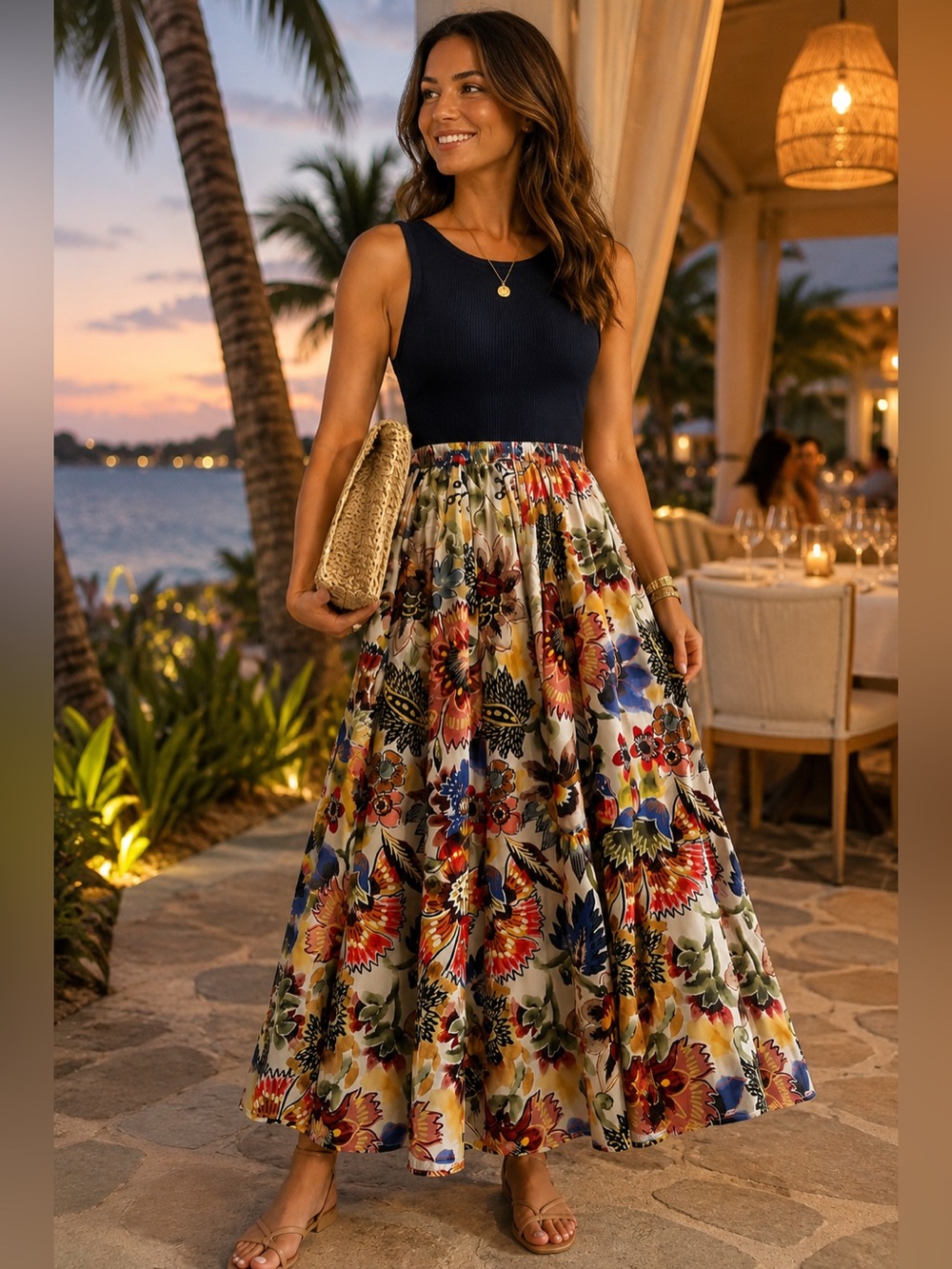 Calypso St. Barth NWT Painterly Floral Maxi Skirt Size M